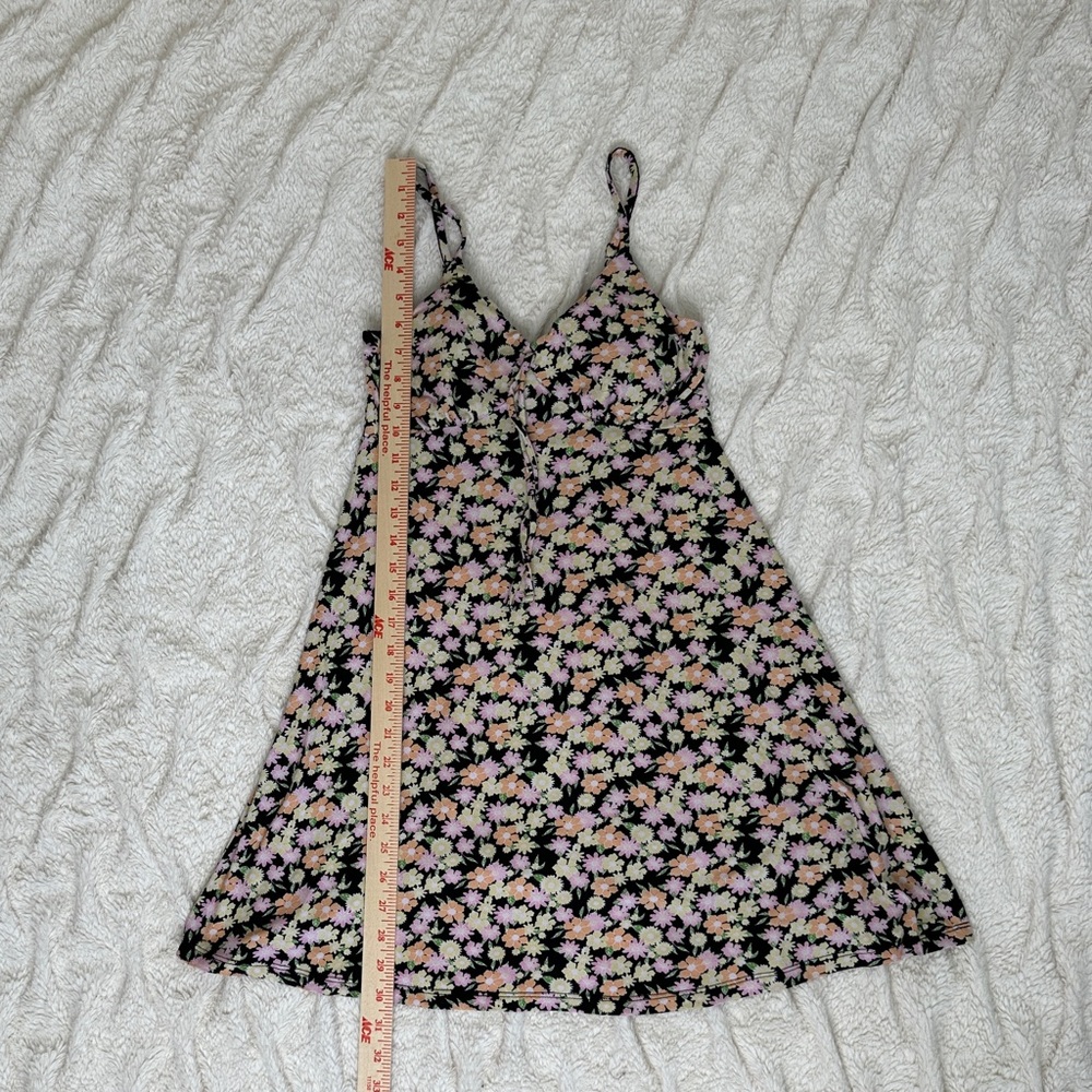 Y2K Women Mini Dress S Floral Black Multi color Baby Doll No Boundaries - Picture 5 of 7